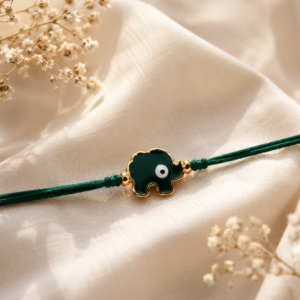 Green Elephant Kids Card Rakhi