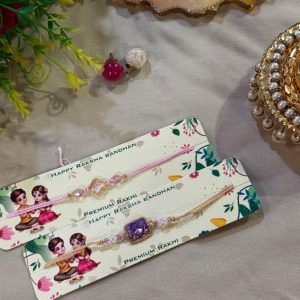 Blush & Blue Couple Rakhi Pair