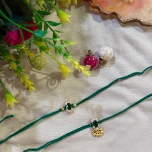 Pearl Border Couple Rakhi Set