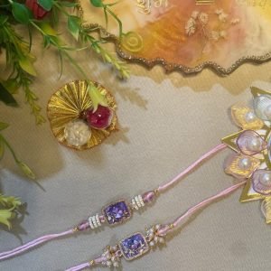 Meenakari Couple Rakhi Set