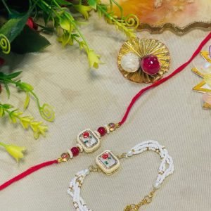 Pearl & Chain Couple Rakhi Set
