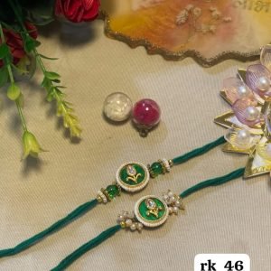Emerald Pearl Couple Rakhi Set