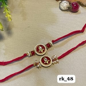Maroon Kundan Floral Couple Set