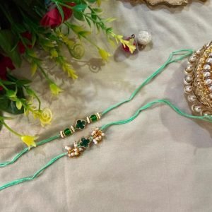Emerald Clover Couple Rakhi Set